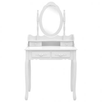 Schminktisch-Set mit Hocker Weiß 75x69x140cm Paulownia-Holz 