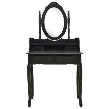 Schminktisch-Set mit Hocker Schwarz 75x69x140cm Paulownia-Holz 