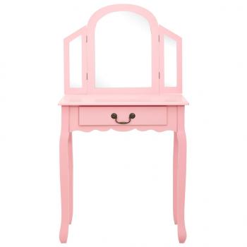 Schminktisch mit Hocker Rosa 65x36x128 cm Paulownia-Holz MDF