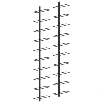 ARDEBO.de - Wand-Weinregale für 20 Flaschen 2 Stk. Schwarz Metall