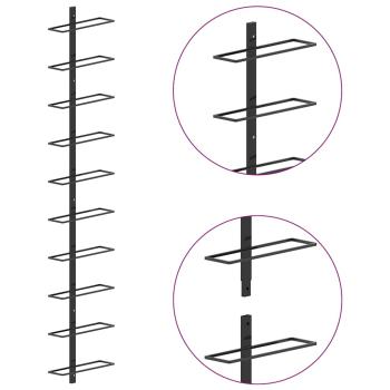 Wand-Weinregale für 20 Flaschen 2 Stk. Schwarz Metall