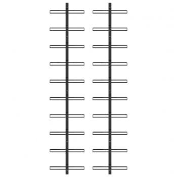 Wand-Weinregale für 20 Flaschen 2 Stk. Schwarz Metall