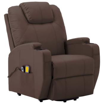 Massagesessel mit Aufstehhilfe Braun Kunstleder