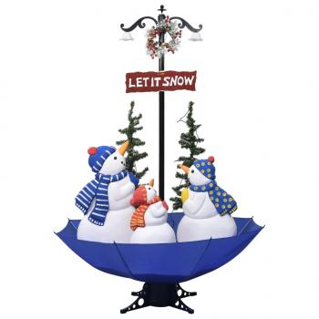 Weihnachtsbaum mit Schnee und Schirm-Fuß Blau 170 cm PVC