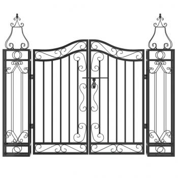 Gartentor Schwarz 121x8x100 cm Schmiedeeisen 