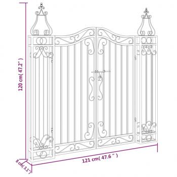 Gartentor Schwarz 121x8x100 cm Schmiedeeisen