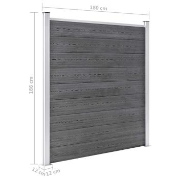 WPC Zaun-Set 3 Quadrate + 1 Schräge 619x186 cm Grau