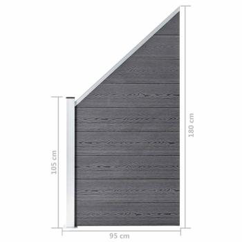 WPC Zaun-Set 3 Quadrate + 1 Schräge 619x186 cm Grau