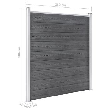 WPC Zaun-Set 4 Quadrate + 1 Schräge 792x186 cm Grau