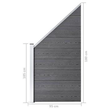 WPC Zaun-Set 4 Quadrate + 1 Schräge 792x186 cm Grau