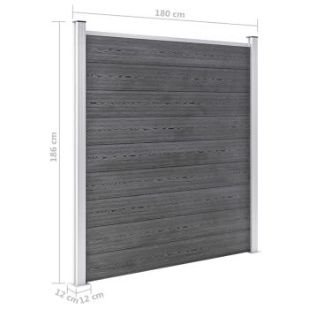 WPC Zaun-Set 9 Quadrate + 1 Schräge 1657x186 cm Grau