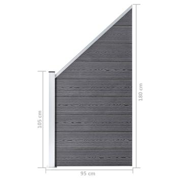 WPC Zaun-Set 9 Quadrate + 1 Schräge 1657x186 cm Grau