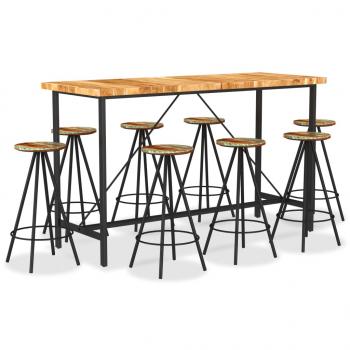 ARDEBO.de - 9-tlg. Bar-Set Massivholz Akazie und Altholz