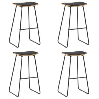 ARDEBO.de - Barshocker 4 Stk. Schwarz Kunstleder