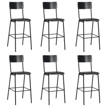 ARDEBO.de - Barhocker 6 Stk. Schwarz Massives Sperrholz Stahl