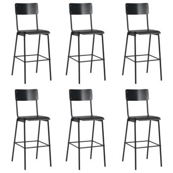 Barhocker 6 Stk. Schwarz Massives Sperrholz Stahl