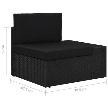 4-tlg. Garten-Lounge-Set Poly Rattan Schwarz