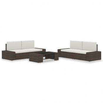 ARDEBO.de - 5-tlg. Garten-Lounge-Set Poly Rattan Braun