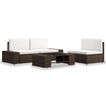 ARDEBO.de - 4-tlg. Garten-Lounge-Set Poly Rattan Braun