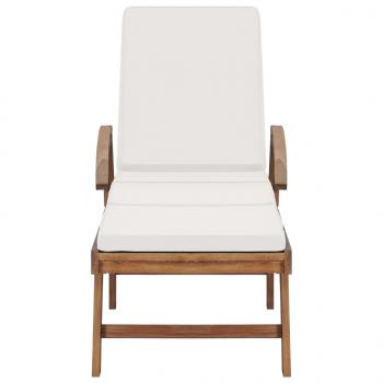 Sonnenliegen mit Auflagen 2 Stk. Massivholz Teak Creme