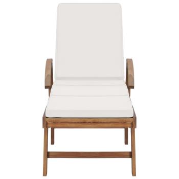 Sonnenliegen mit Auflagen 2 Stk. Massivholz Teak Creme