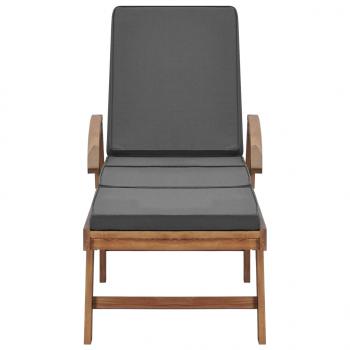 Sonnenliegen mit Auflagen 2 Stk. Massivholz Teak Dunkelgrau