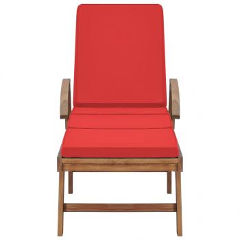 Sonnenliegen mit Auflagen 2 Stk. Massivholz Teak Rot