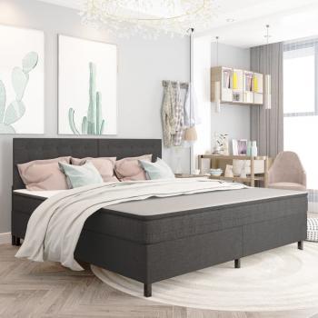 ARDEBO.de - Boxspringbett Dunkelgrau Stoff 200x200 cm