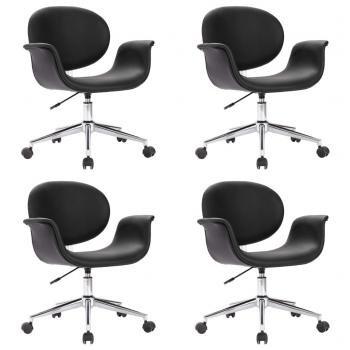 Drehbare Esszimmerstühle 4 Stk. Schwarz Kunstleder 