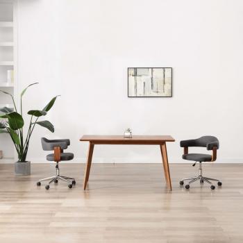 ARDEBO.de - Esszimmerstühle 2 Stk. Drehbar Grau Bugholz und Stoff