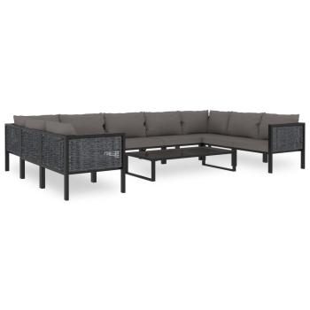 Sofa-Eckelement mit Rechter Armlehne Poly Rattan Anthrazit