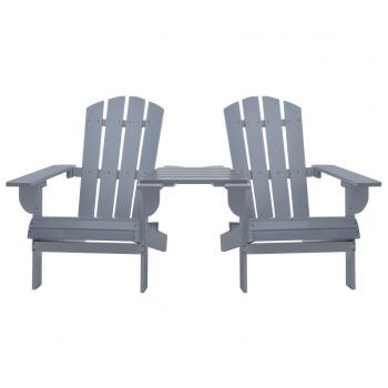 Adirondack-Gartenstühle mit Tisch Massivholz Tanne Grau