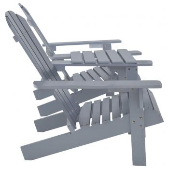 Adirondack-Gartenstühle mit Tisch Massivholz Tanne Grau