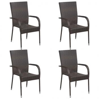 ARDEBO.de - Stapelbare Gartenstühle 4 Stk. Poly Rattan Braun