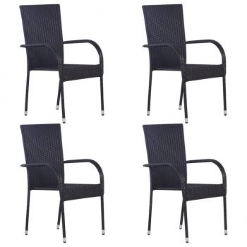 ARDEBO.de - Stapelbare Gartenstühle 4 Stk. Poly Rattan Schwarz