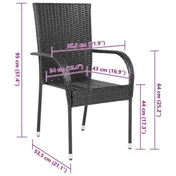 Stapelbare Gartenstühle 4 Stk. Poly Rattan Schwarz