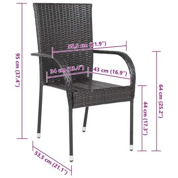Stapelbare Gartenstühle 6 Stk. Poly Rattan Braun