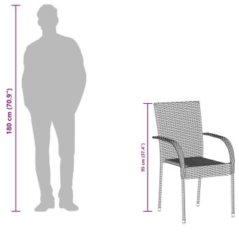 Stapelbare Gartenstühle 6 Stk. Poly Rattan Braun