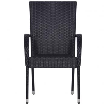 Stapelbare Gartenstühle 6 Stk. Poly Rattan Schwarz