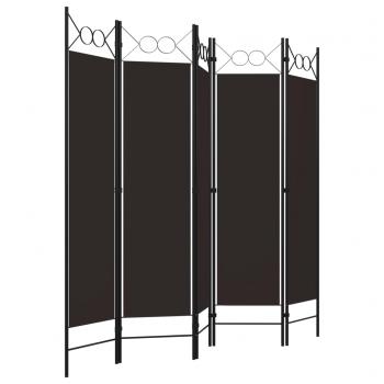5-tlg. Raumteiler Braun 200 x 180 cm
