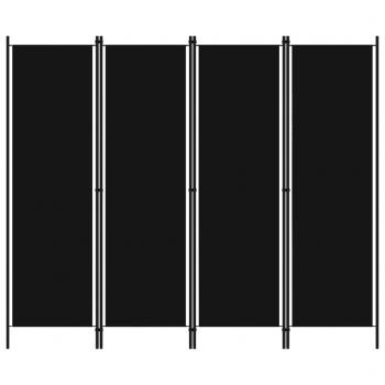 ARDEBO.de - 4-tlg. Raumteiler Schwarz 200x180 cm  