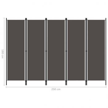 5-tlg. Raumteiler Anthrazit 250x180 cm