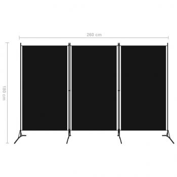 3-tlg. Raumteiler Schwarz 260x180 cm 