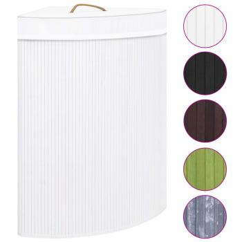 Eck-Wäschekorb Bambus Weiß 60 L