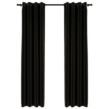 Verdunkelungsvorhänge Leinenoptik 2 Stk. Anthrazit 140x225 cm