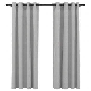 Verdunkelungsvorhänge Ösen Leinenoptik 2 Stk. Grau 140x175 cm