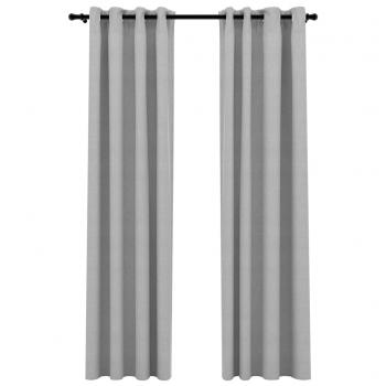 Verdunkelungsvorhänge Ösen Leinenoptik 2 Stk. Grau 140x245 cm
