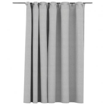 Verdunkelungsvorhang mit Haken Leinenoptik Grau 290x245 cm