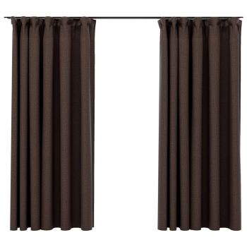 Verdunkelungsvorhänge Haken Leinenoptik 2 Stk. Taupe 140x175 cm