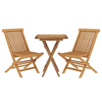 3-tlg. Garten-Essgruppe Massivholz Teak